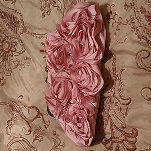 Pink satin evening bag